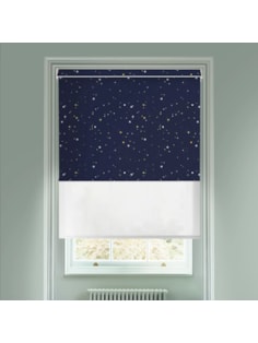 Blackout Starry Night and Sheer White Electric Double Roller Blind