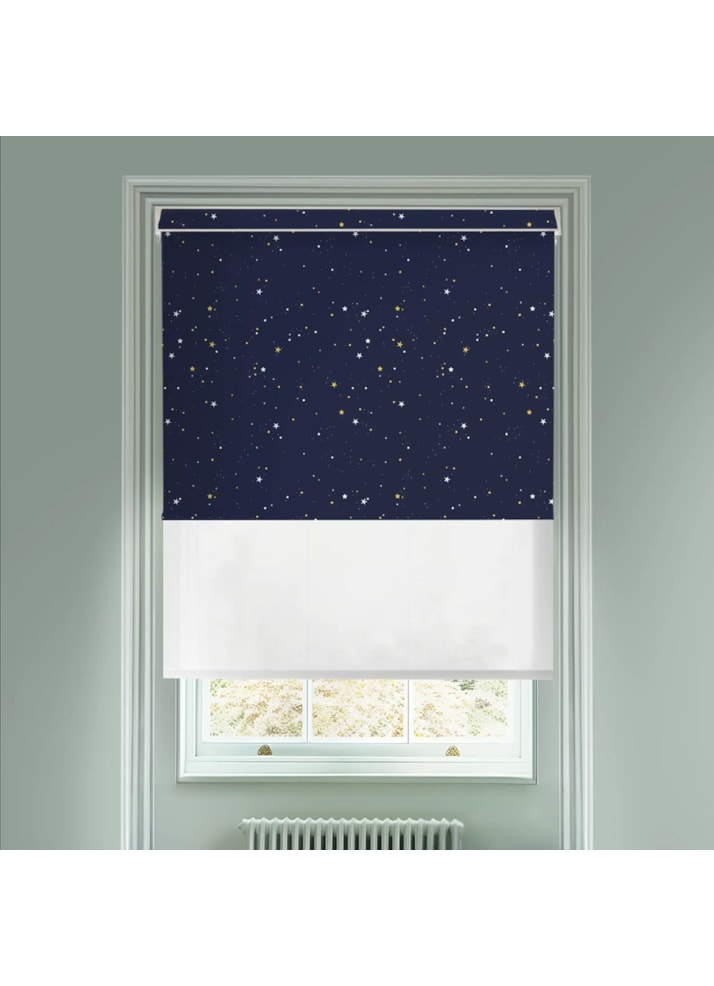 Blackout Starry Night and Sheer White Electric Double Roller Blind