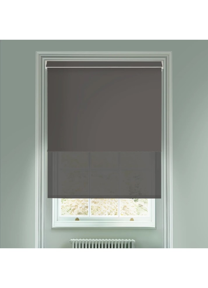 Blackout Windsor Dark Grey & Sheer Dark Grey Electric Double Roller Blind