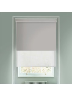 Blackout Windsor Light Grey and Sheer Metal Electric Double Roller Blind