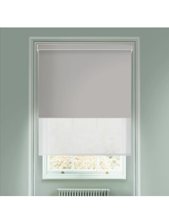 Blackout Windsor Light Grey and Sheer Metal Electric Double Roller Blind