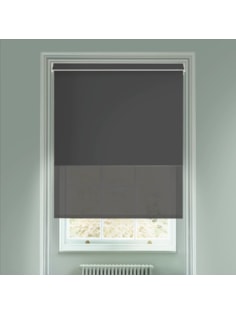 Blackout Zinc and Sheer Dark Grey Electric Double Roller Blind