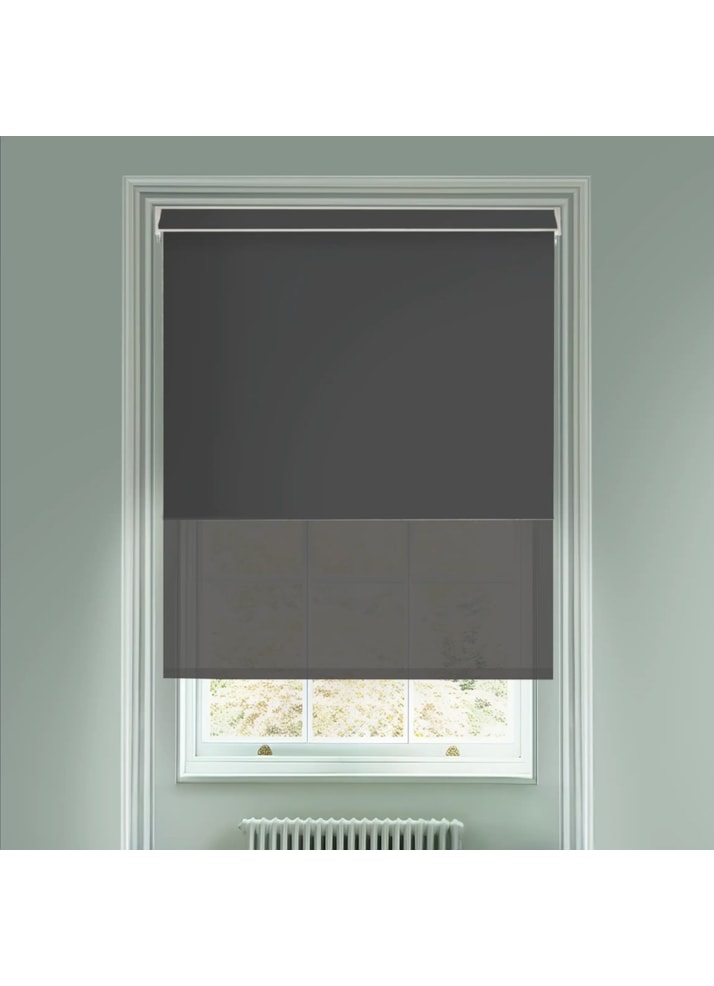 Blackout Zinc and Sheer Dark Grey Electric Double Roller Blind