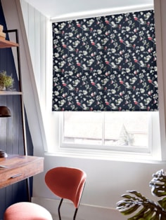 Blossom & Bird Navy Roller Blind by Lorna Syson