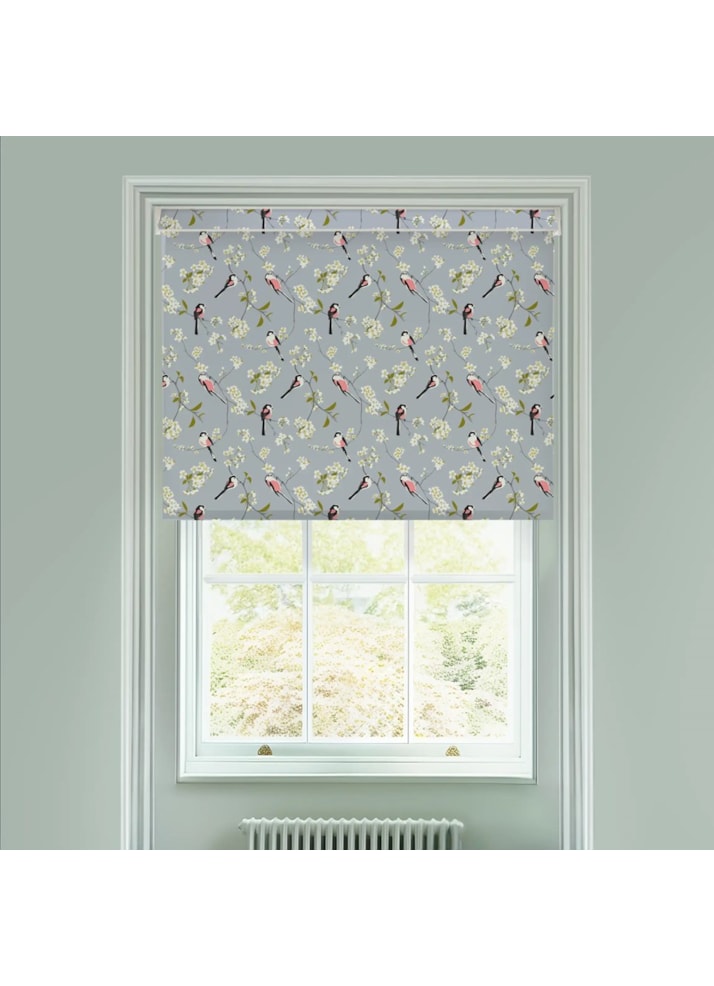 Blossom & Bird Grey Electric Roller Blind by Lorna Syson