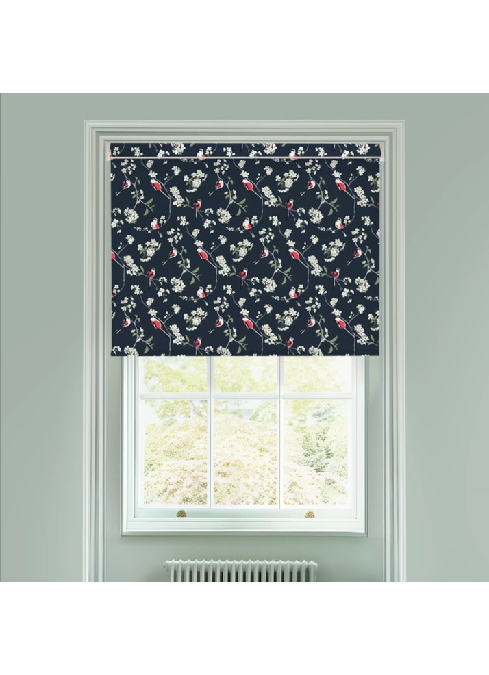 Blossom & Bird Navy Electric Roller Blind by Lorna Syson