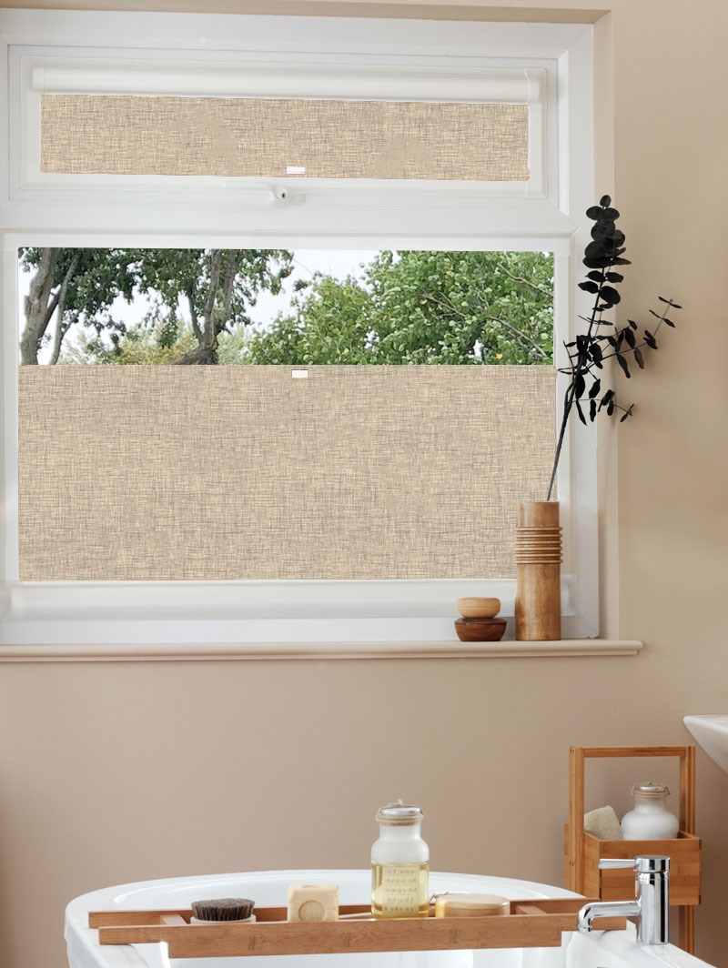 Perfect Fit Blackout Linen Beige Bottom Up Blind