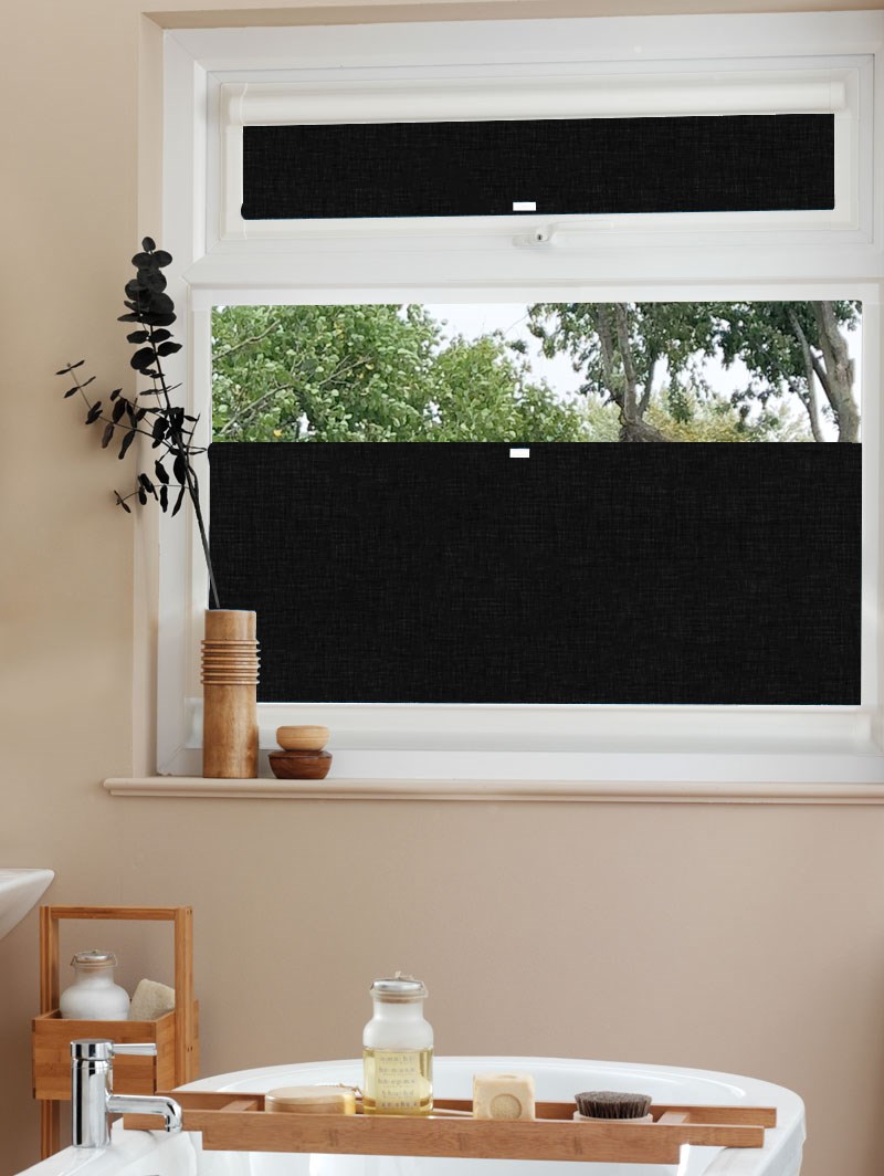 Perfect Fit Blackout Linen Black Bottom Up Blind