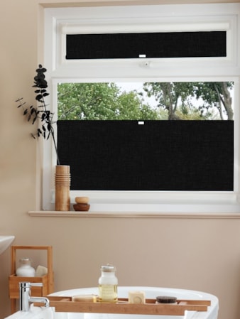 Perfect Fit Blackout Linen Black Bottom Up Blind