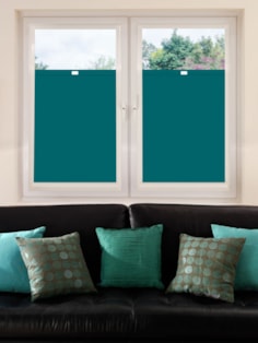 Perfect Fit Blackout Tiki Teal Bottom Up Blind