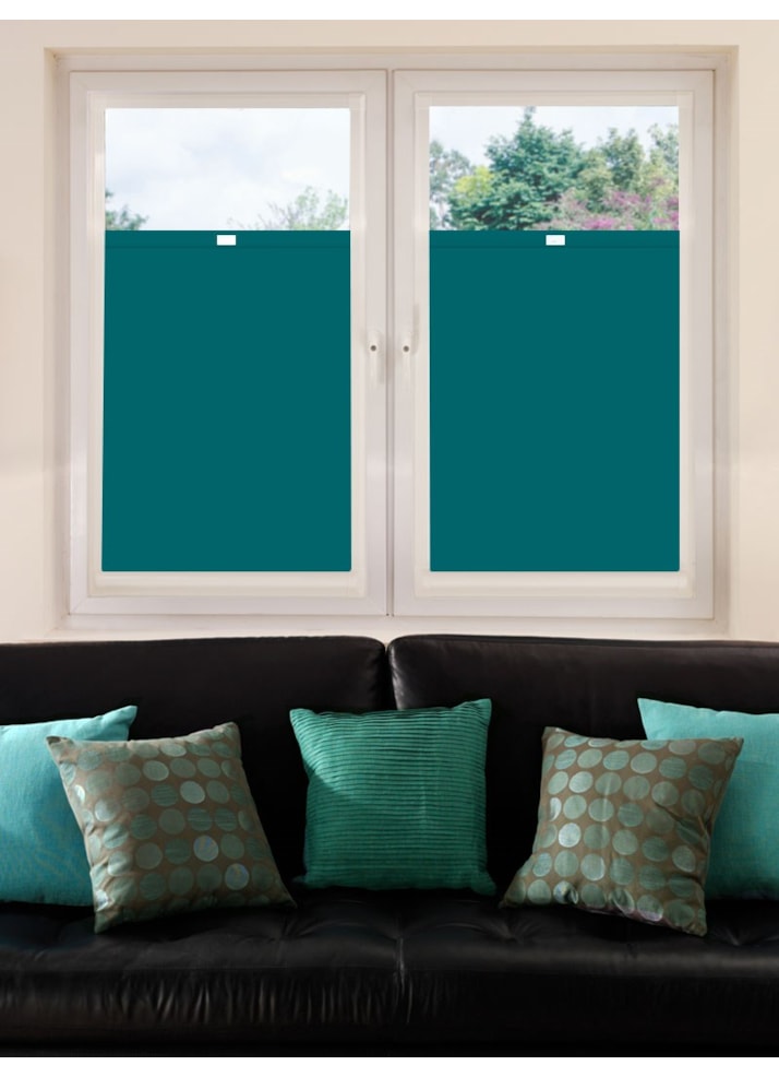 Perfect Fit Blackout Tiki Teal Bottom Up Blind