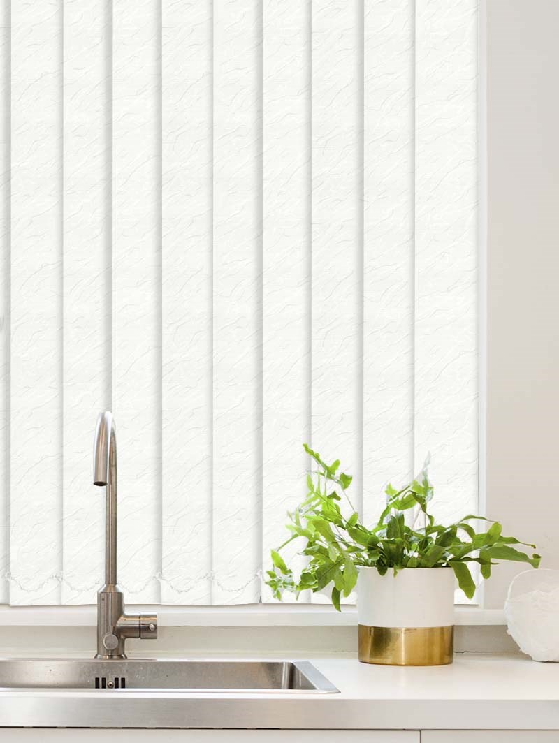 Carrara White Waterproof 89mm Vertical Blind