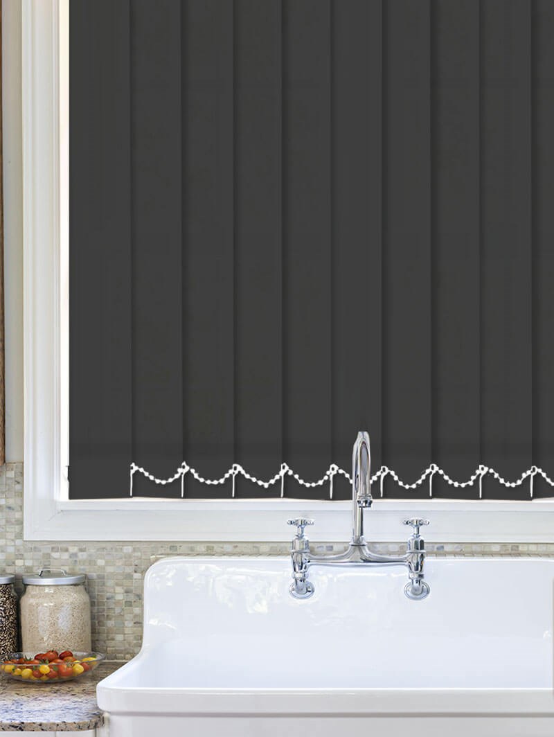 Light Filtering Black 89mm Fire Retardant Vertical Blind