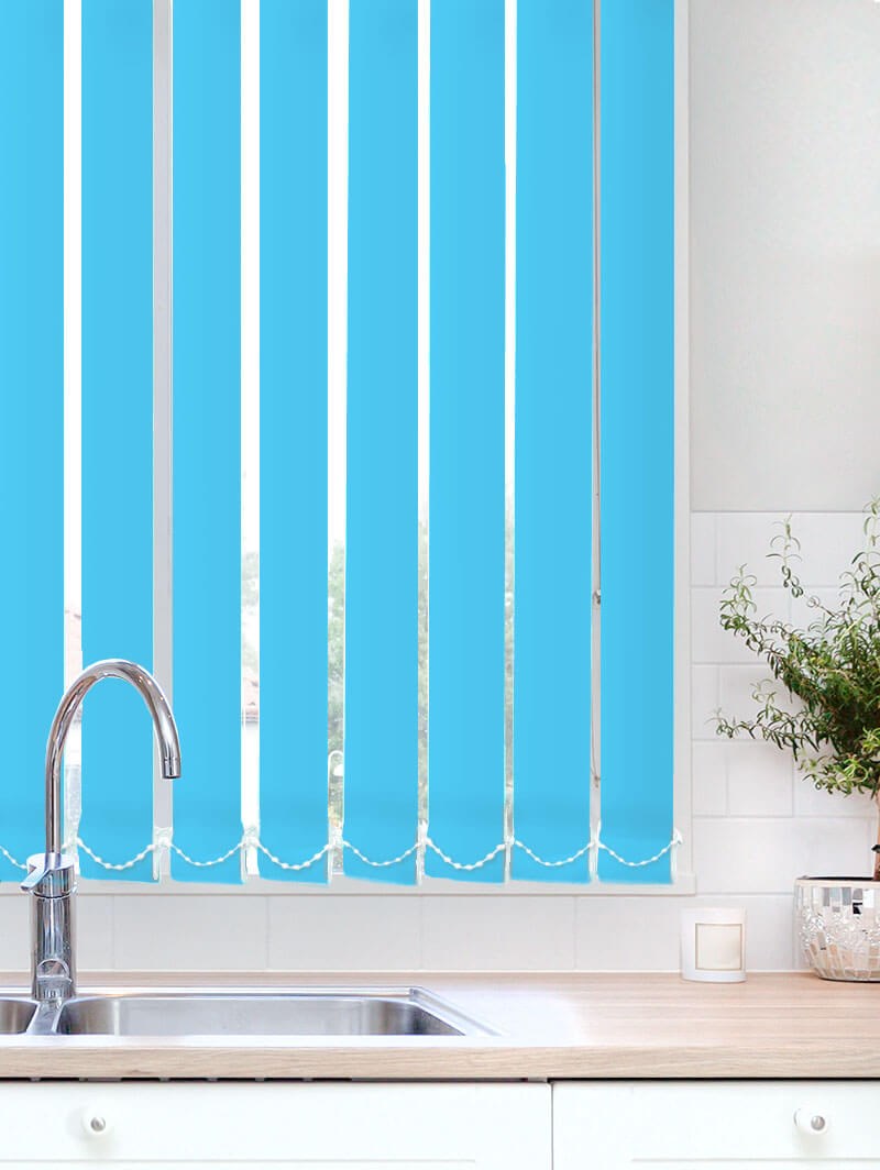 Light Filtering Cyan 89mm Fire Retardant Vertical Blind