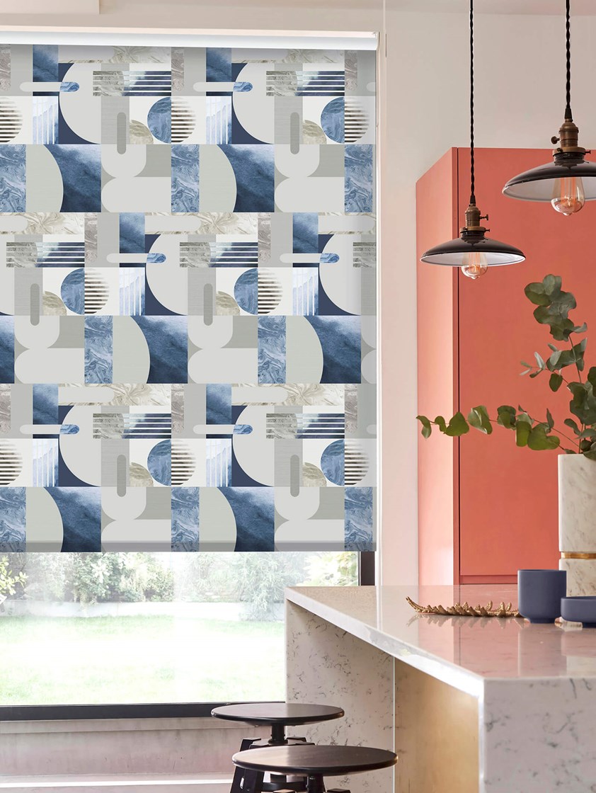 Connect Denim Geometric Roller Blind