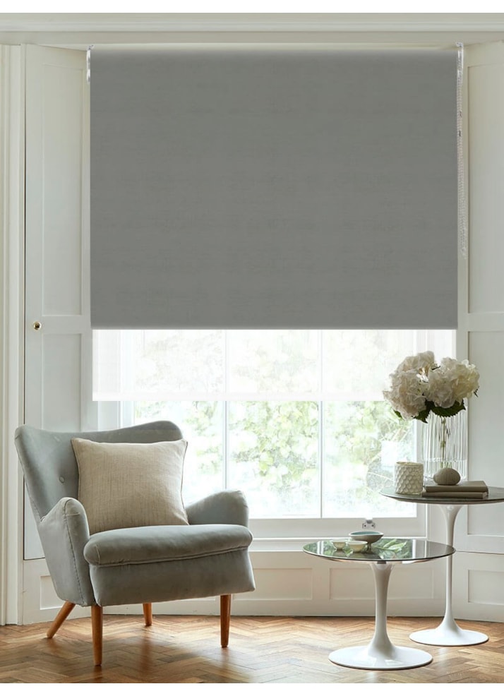 Blackout Elegant Grey and Sheer White Double Roller Blind