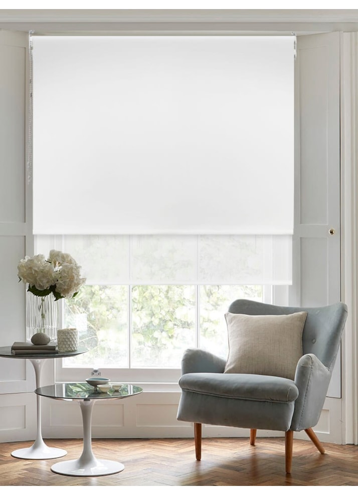 Blackout Bright White and Sheer White Double Roller Blind