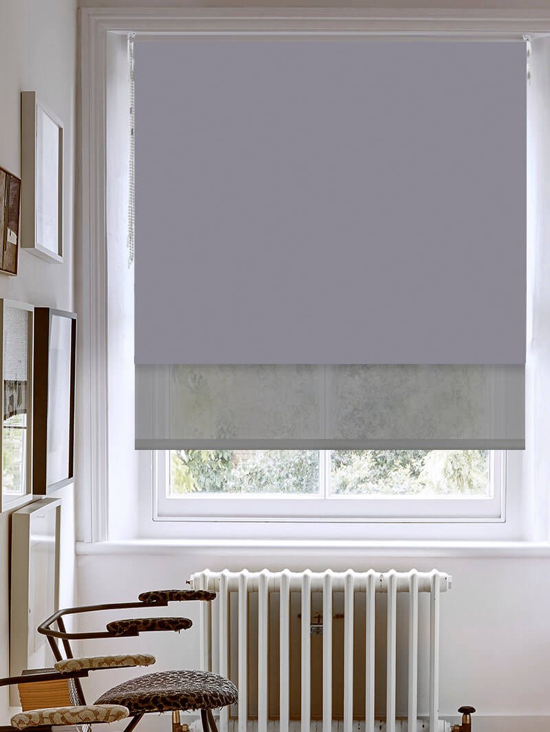 Blackout Dark Grey and Sheer Dark Grey Double Roller Blind