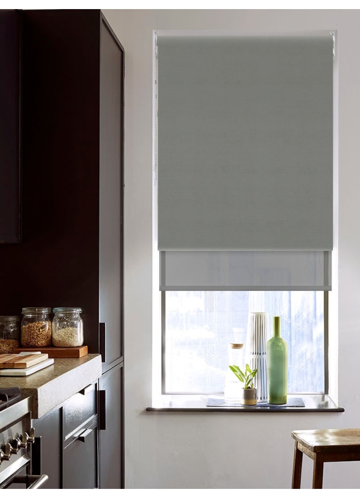 Blackout Elegant Grey and Sheer Dark Grey Double Roller Blind