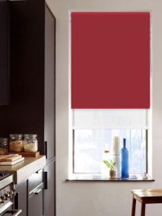 Blackout Garnet Red and Sheer White Double Roller Blind