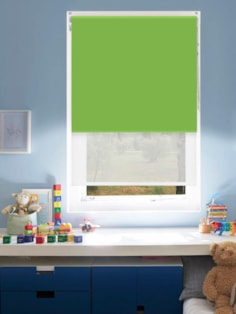 Blackout Grasshopper Green and Sheer White Double Roller Blind