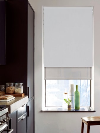 Blackout Magnetic Grey and Sheer Metal Double Roller Blind