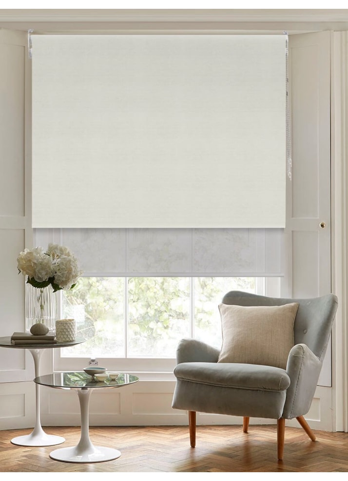 Blackout Pale Grey and Sheer Metal Double Roller Blind