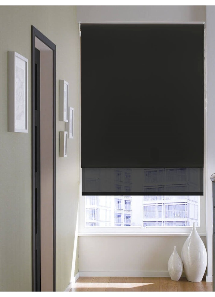 Blackout Black and Sheer Black Double Roller Blind