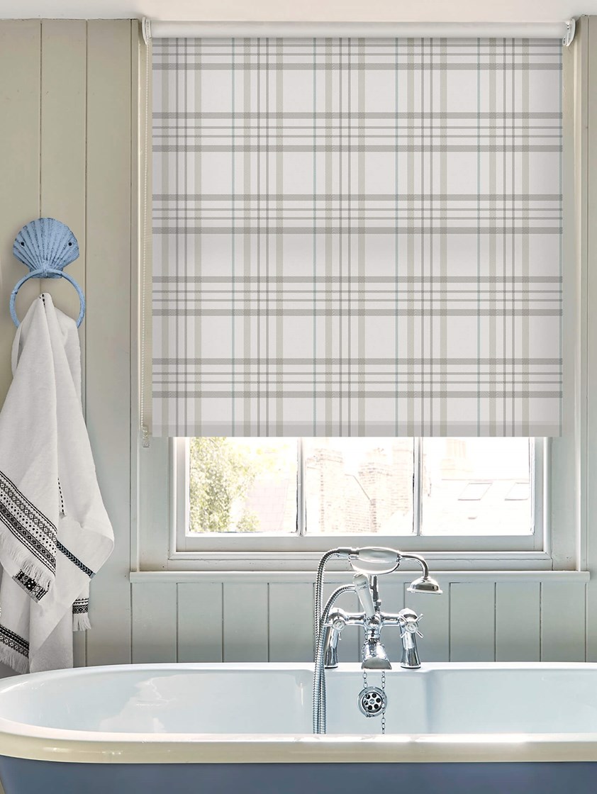 Devon Check Chalky Blue Roller Blind