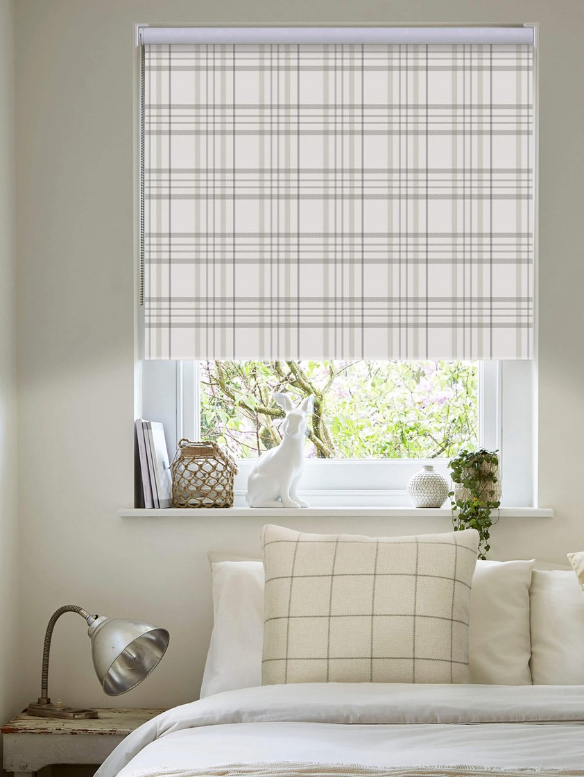 Devon Check Natural Roller Blind