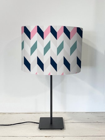 Mid Century Chevrons Navy Lampshade