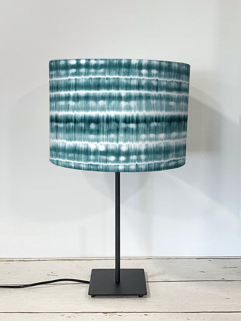 Shibori Stripe Teal Lampshade