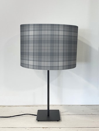 Wallace Check Metal Grey Lampshade