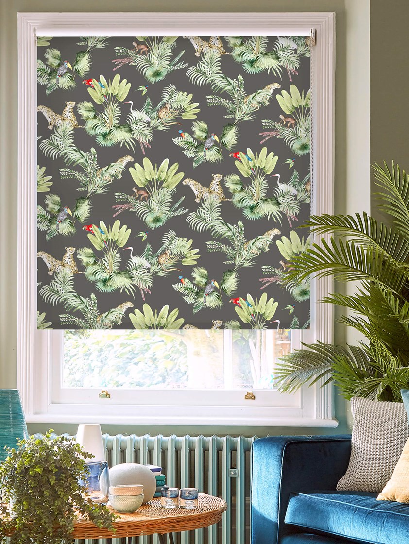 Honduras Charcoal Tropical Roller Blind by Boon & Blake