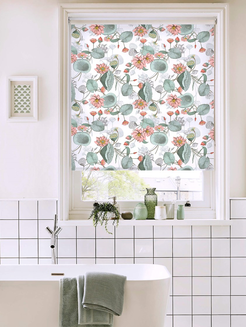 Sacred Lotus Natural Floral Roller Blind by Boon & Blake