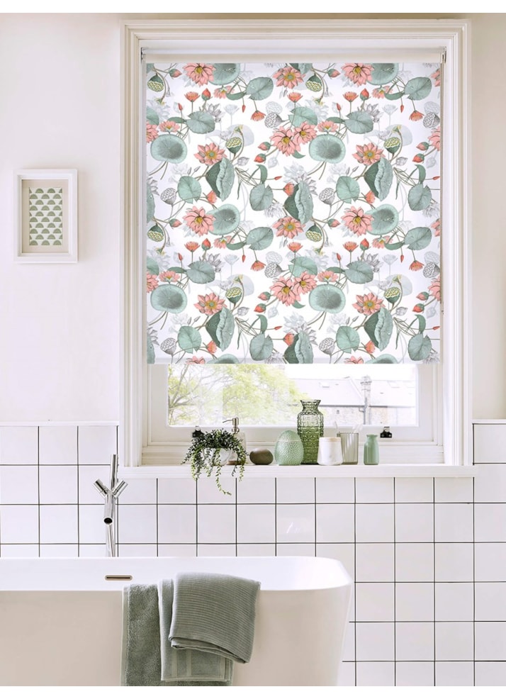 Sacred Lotus Natural Floral Roller Blind by Boon & Blake