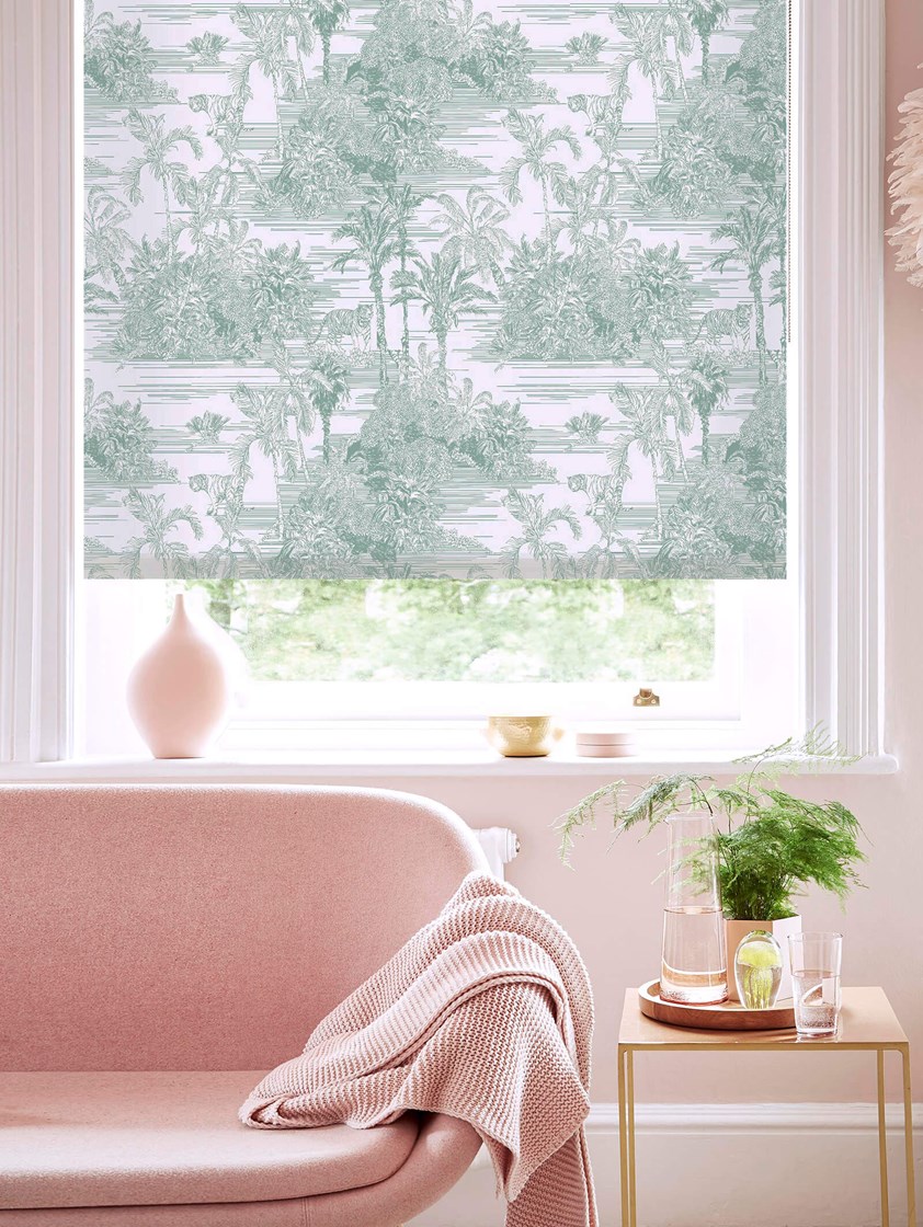 Tropical Toile Mist Roller Blind by Boon & Blake