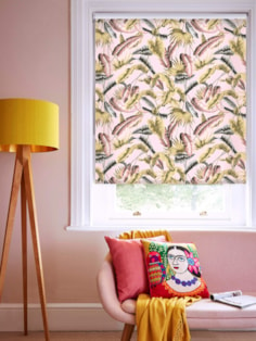 Venezuela Blush Tropical Leaf Roller Blind by Boon & Blake