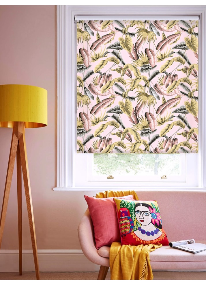 Venezuela Blush Tropical Leaf Roller Blind by Boon & Blake