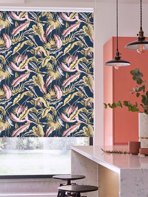 Venezuela Marine Tropical Leaf Roller Blind by Boon & Blake