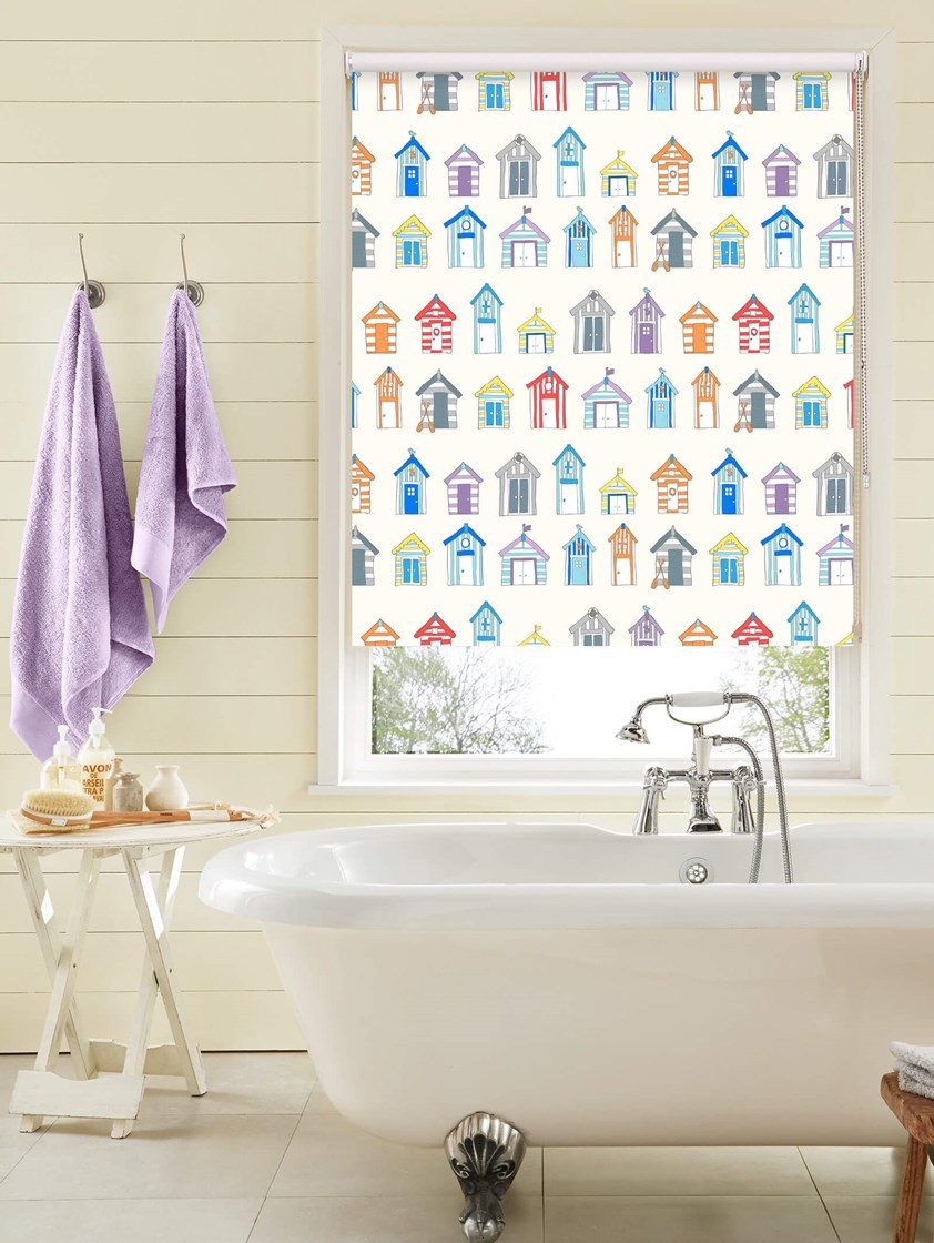 Beach Huts Multi Seaside Roller Blind