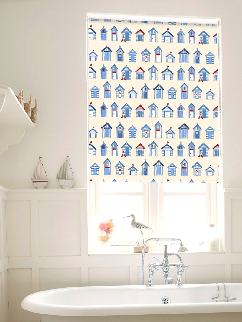 Beach Huts Cream Seaside Roller Blind