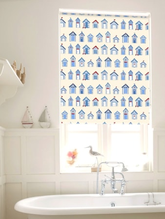 Beach Huts Cream Seaside Roller Blind