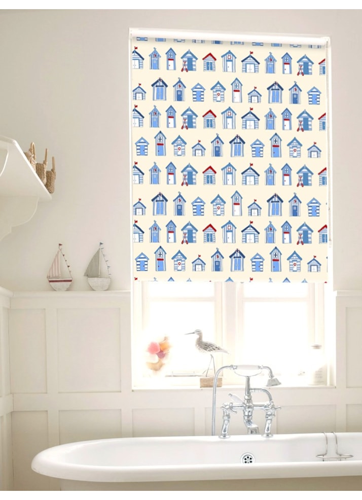 Beach Huts Cream Seaside Roller Blind