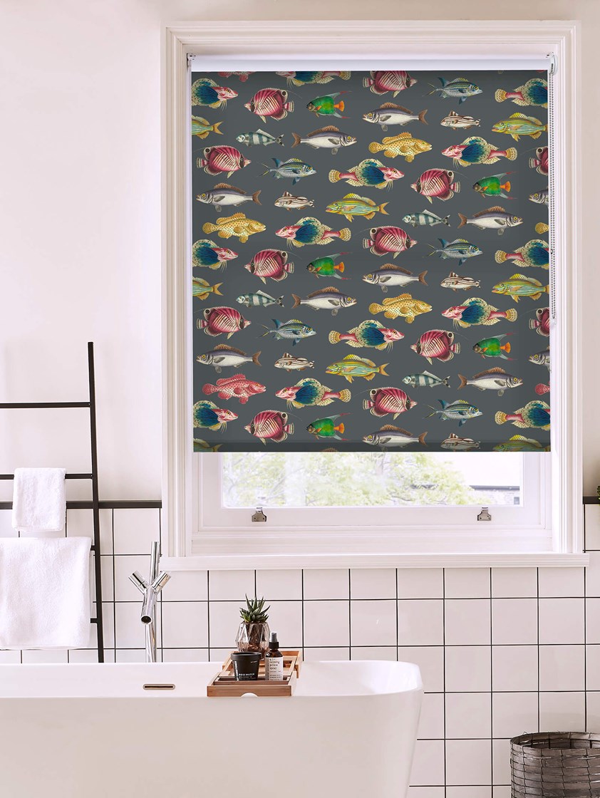 Oceanica Charcoal Roller Blind