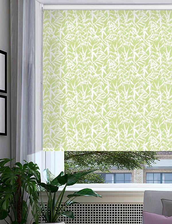 Bamboo Shadows Forest Green Floral Leaf Roller Blind