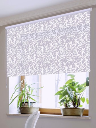 Bamboo Shadows Grey Floral Roller Blind