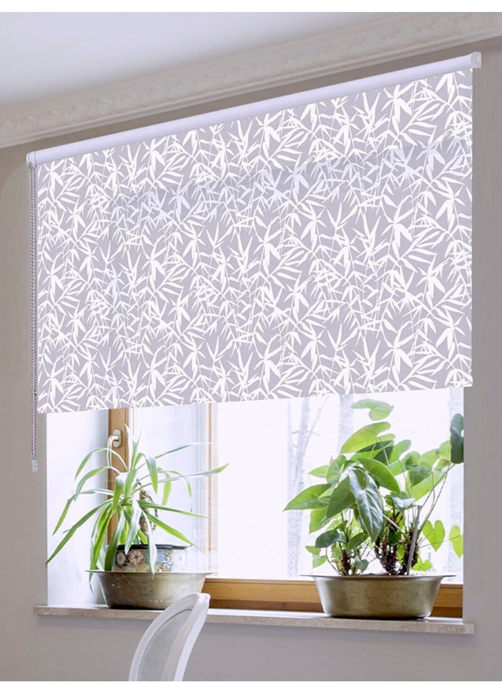 Bamboo Shadows Grey Floral Roller Blind