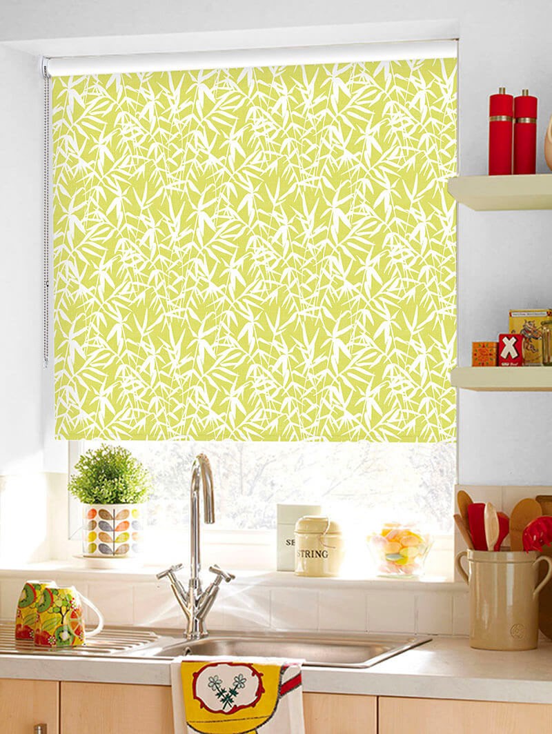 Bamboo Shadows Lime Floral Leaf Roller Blind