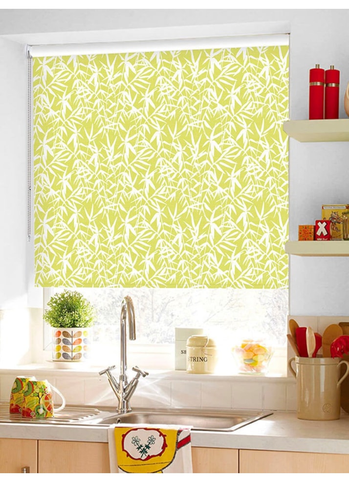 Bamboo Shadows Lime Floral Roller Blind